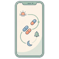 A phone showing a daily timeline from sunrise to moon